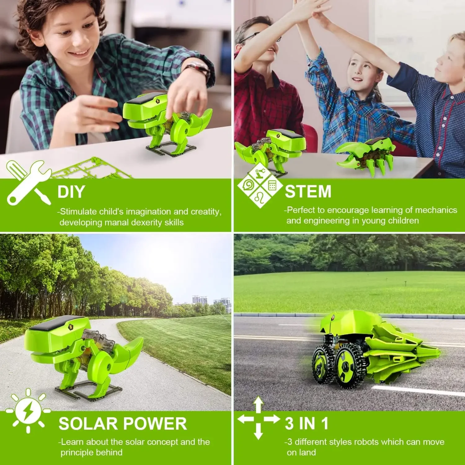 Assemble Solar Robot Kit 3 in  - Stem Solar Robot Kit For Kids recension och pris