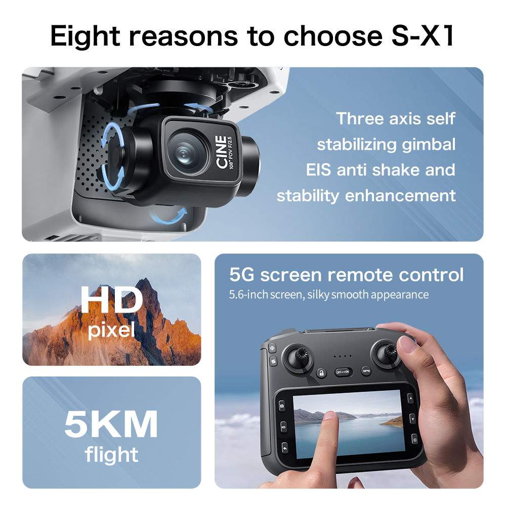 Original S-X1 GPS Drone 8K HD  - Fpv Brushless Rc Drone 4K recension och pris